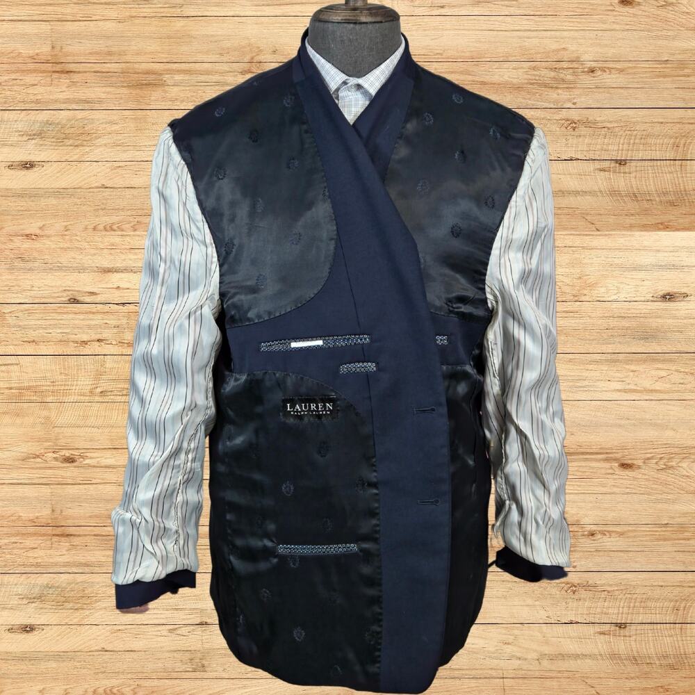 LRL Ralph Lauren Black Label Blazer Men's 50R Navy 2 Button Wedding USA EUC - Picture 5 of 6